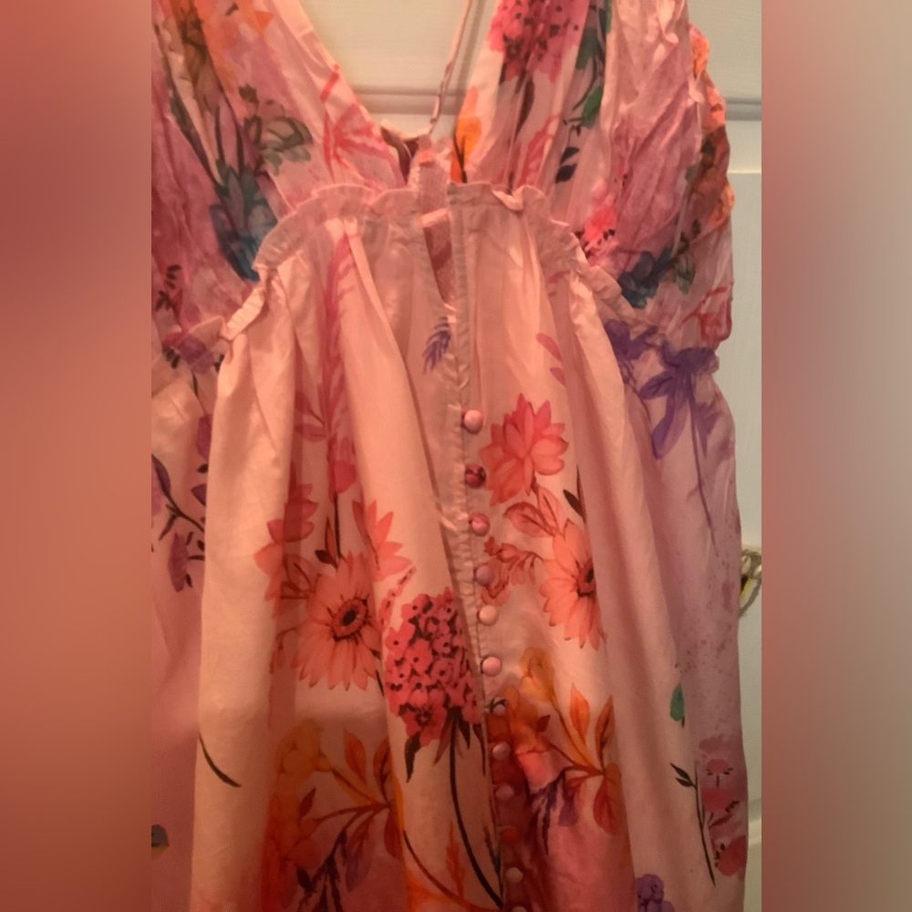 Anthropologie Floral Maxi Dress in Pink and Orange - Picture 6 of 16